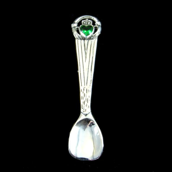 925 Sterling Silver Irish Claddagh Salt Spoon - Picture 1 of 5
